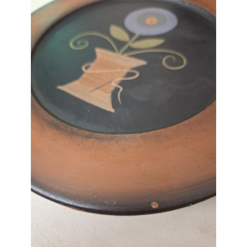 Set of 3 Folk Art Wood 9.5" Plates Hand Painted Floral Signed Michelle Kildow - Picture 6 of 6